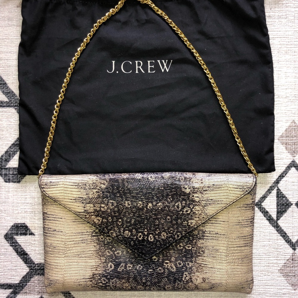 J.Crew Snakeskin Leather Clutch with Strap